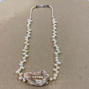 Cream Freshwater Pearl Necklace with Organic Design